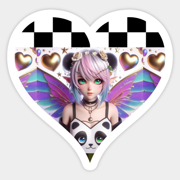 Goth Fairy Panda Girl Sticker by PlayfulPandaDesigns